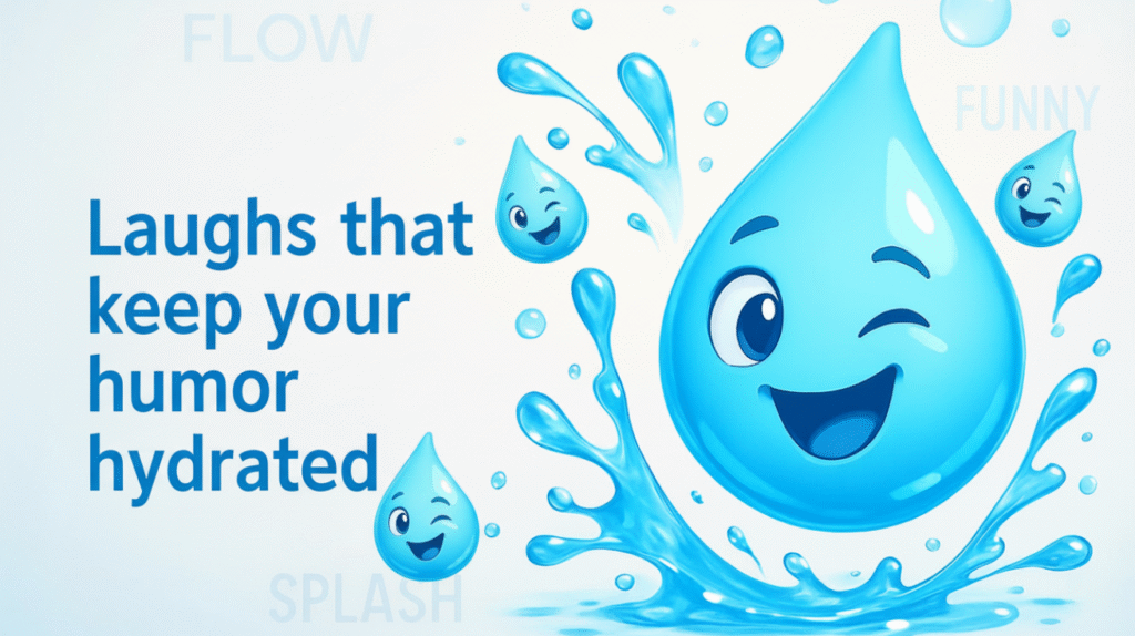 water puns illustration with playful water droplets