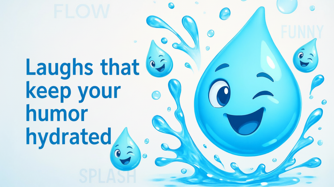 water puns illustration with playful water droplets