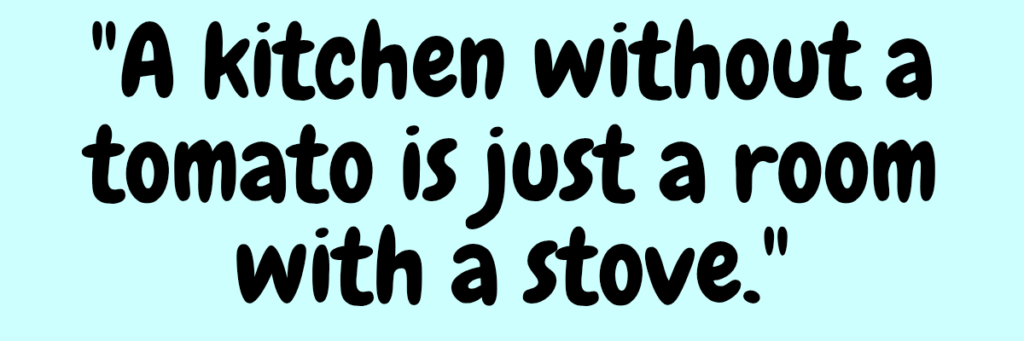 Smiling tomato cartoon illustration for kids-friendly tomato puns