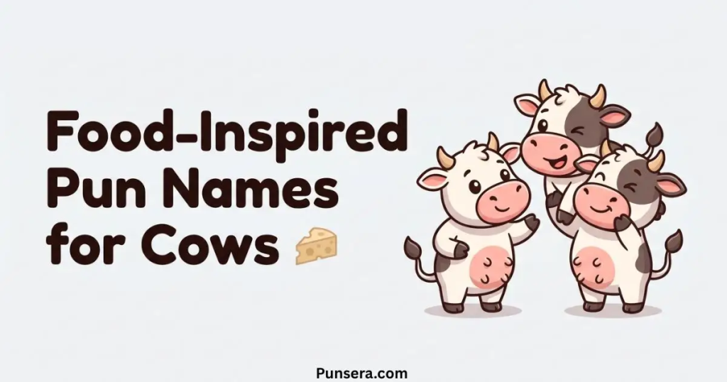 Food-Inspired Pun Names for Cows two cows are playing in happ mood 