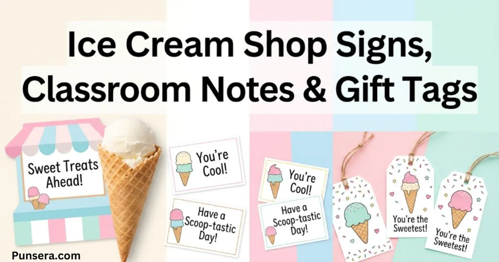 Ice Cream Shop Signs, Classroom Notes, and Gift Tags